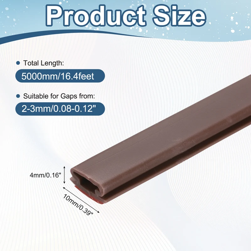 Weather Stripping Seal Strip - Door Seal Strip Fits 2-3mm Gap, Brown