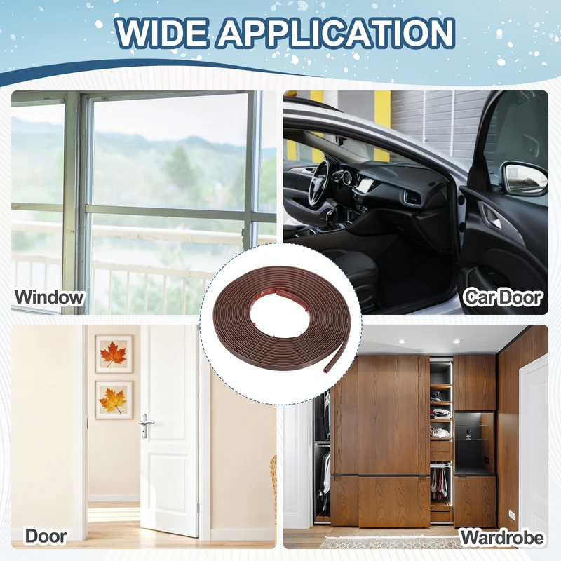 Weather Stripping Seal Strip - Door Seal Strip Fits 2-3mm Gap, Brown
