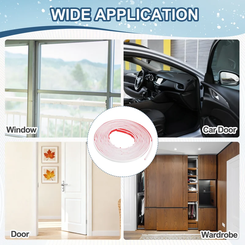 Weather Stripping Seal Strip - Door Seal Strip Fits 2-3mm Gap, White