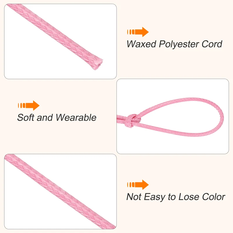 Waxed Cord 3.5mm Waxed Thread 44 Yard Wax String Leather Cord (Pink)