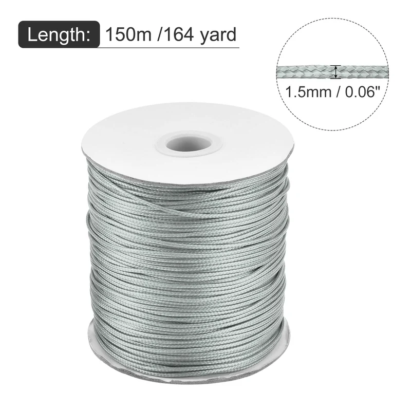Light Grey 1.5mm Waxed Cord 175 Yard Wax Bead Thread String for Jewelry Making