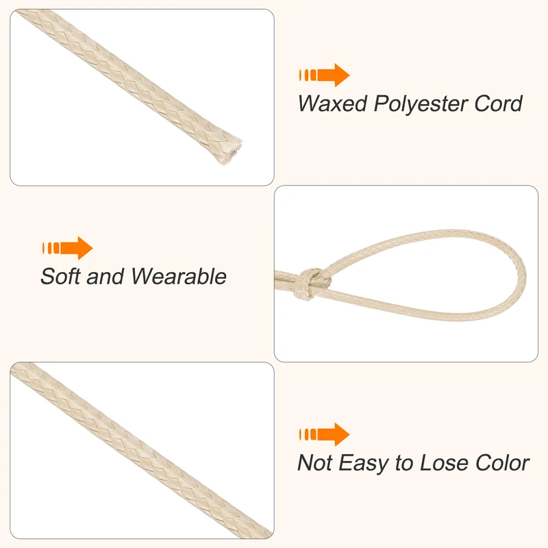 Waxed Cord 2mm Waxed Thread 87 Yard Wax String Leather Cord (Bright White)