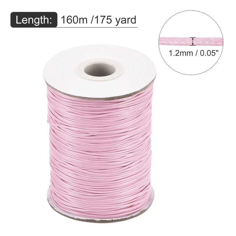 Light Pink 1.2mm Waxed Cord 175 Yard Wax Bead Thread String for Jewelry Make