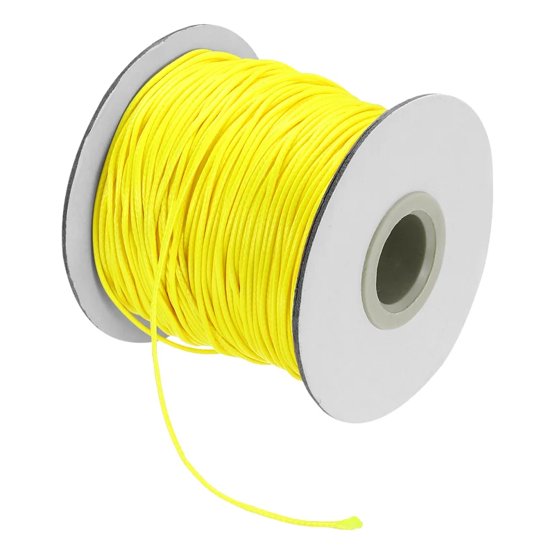 Waxed Cord 1mm Waxed Thread 87 Yard Wax String Leather Cord (Yellow)
