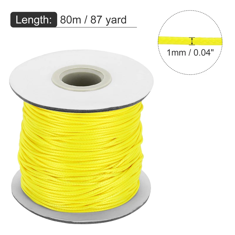 Waxed Cord 1mm Waxed Thread 87 Yard Wax String Leather Cord (Yellow)