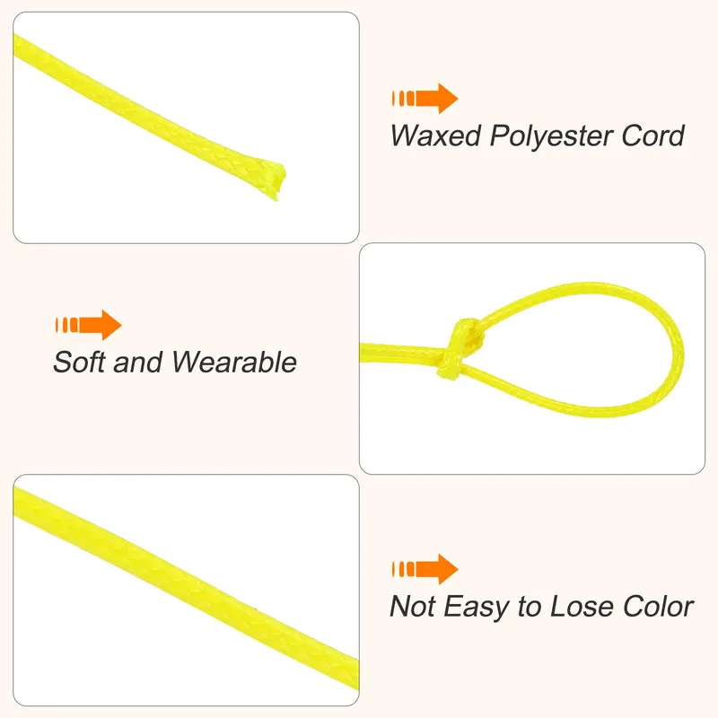 Waxed Cord 1mm Waxed Thread 87 Yard Wax String Leather Cord (Yellow)