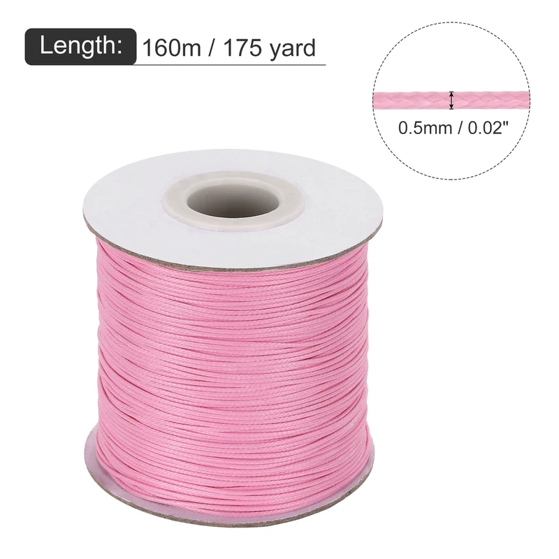 Dark Pink 0.5mm Waxed Cord 175 Yard Wax Bead Thread String for Jewelry