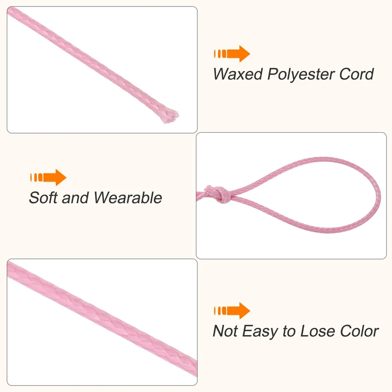 Dark Pink 0.5mm Waxed Cord 175 Yard Wax Bead Thread String for Jewelry