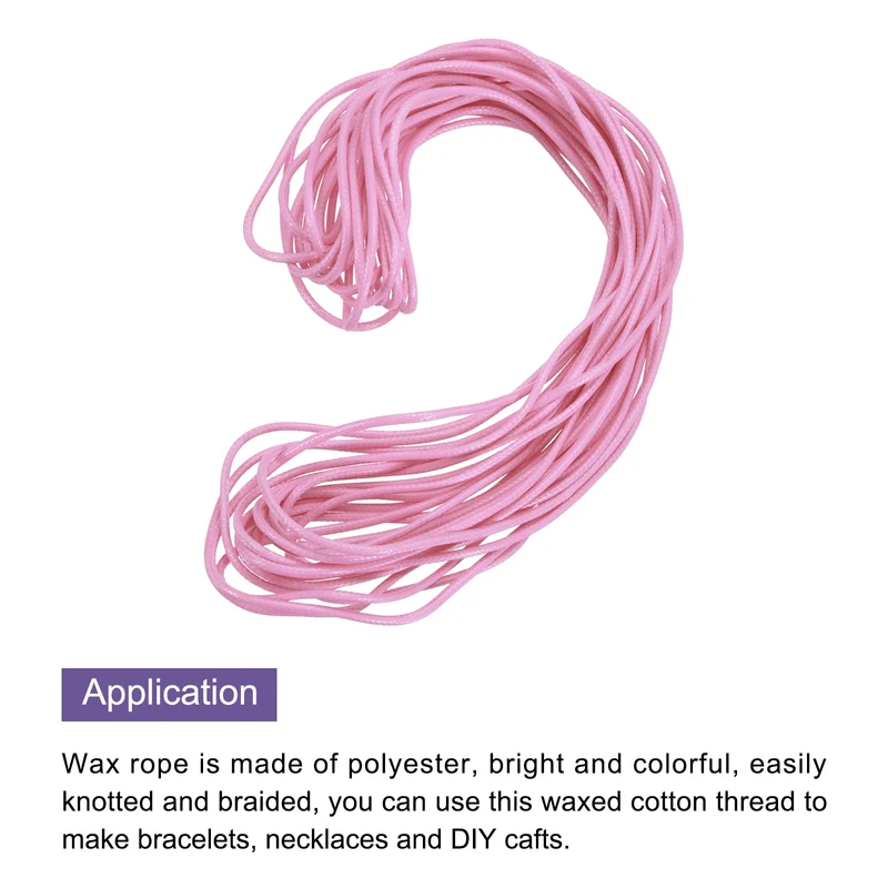 Pink 2mm Waxed Cord 11 Yard Wax Bead Thread String for Jewelry Make