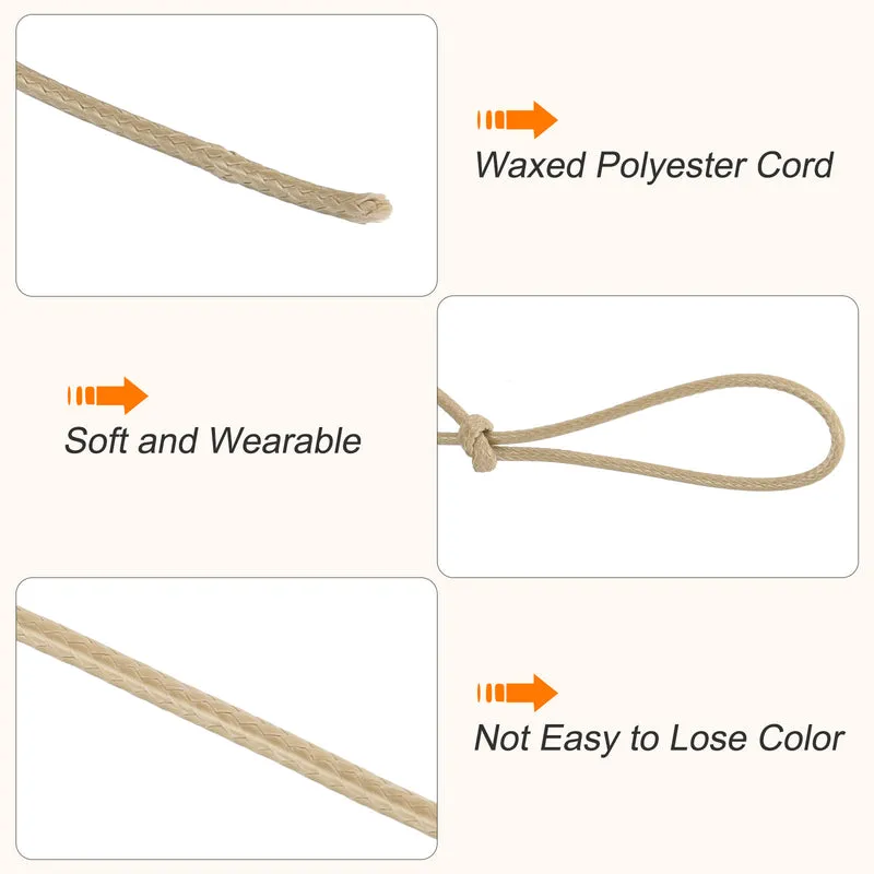 Khaki 2mm Waxed Cord 87 Yard Wax Bead Thread String for Jewelry Making