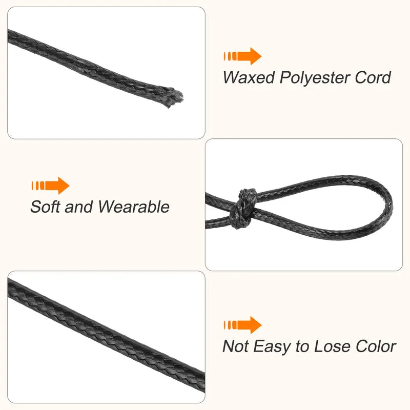 Black 3mm Waxed Cord 44 Yard Wax Bead Thread String for Jewelry Making