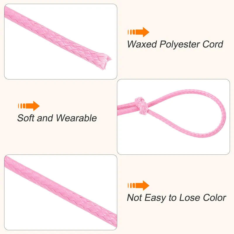Waxed Cord 1.5mm Waxed Thread 87 Yard Wax String Leather Cord (Pink)