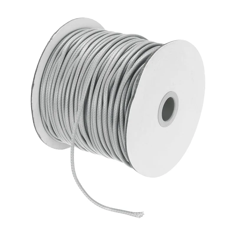 Light Gray 2.5mm Waxed Cord 87 Yard Wax Bead Thread String for Jewelry Making