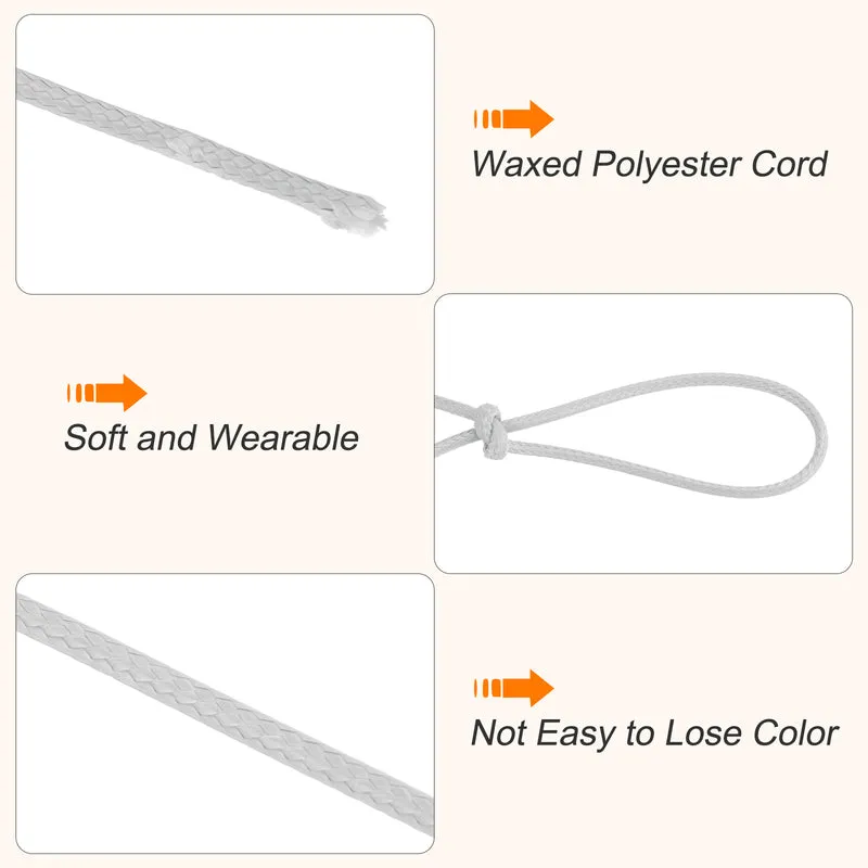 Light Gray 2.5mm Waxed Cord 87 Yard Wax Bead Thread String for Jewelry Making