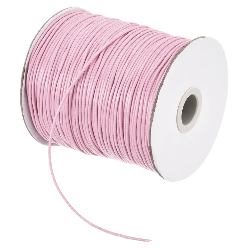 Light Pink 1.5mm Waxed Cord 175 Yard Wax Bead Thread String for Jewelry Making