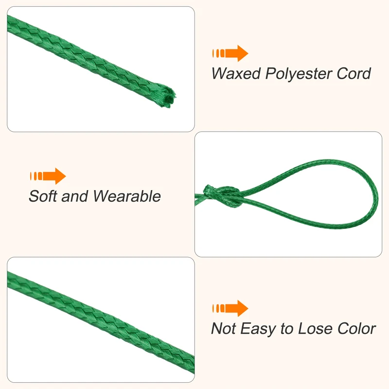 Dark Green 0.8mm Waxed Cord 175 Yard Wax Bead Thread String for Jewelry Make