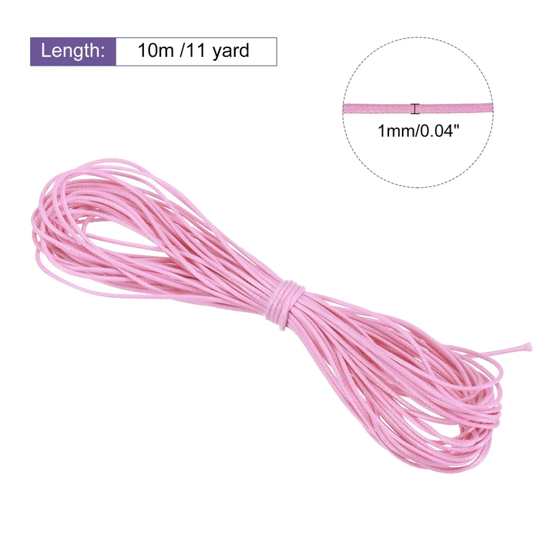 Pink 1mm Waxed Cord 11 Yard Wax Bead Thread String for Jewelry Make
