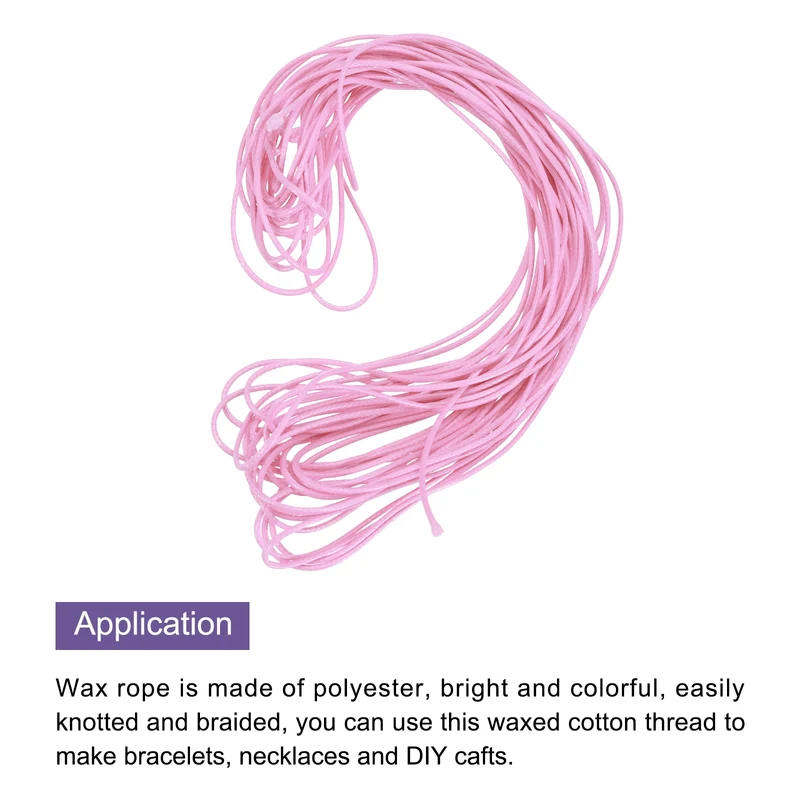 Pink 1mm Waxed Cord 11 Yard Wax Bead Thread String for Jewelry Make