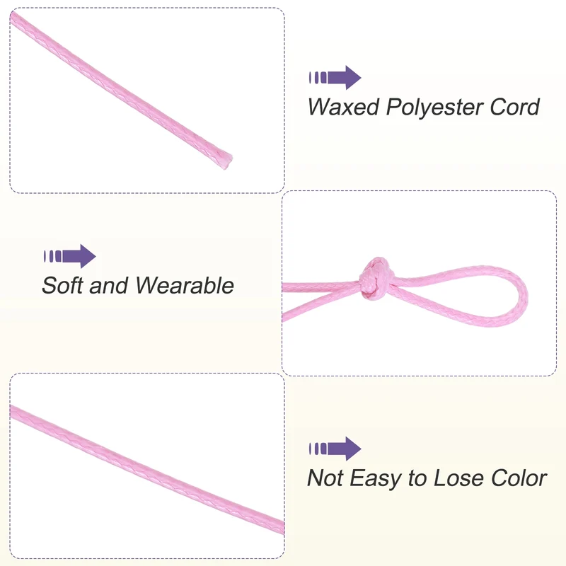 Pink 1mm Waxed Cord 11 Yard Wax Bead Thread String for Jewelry Make