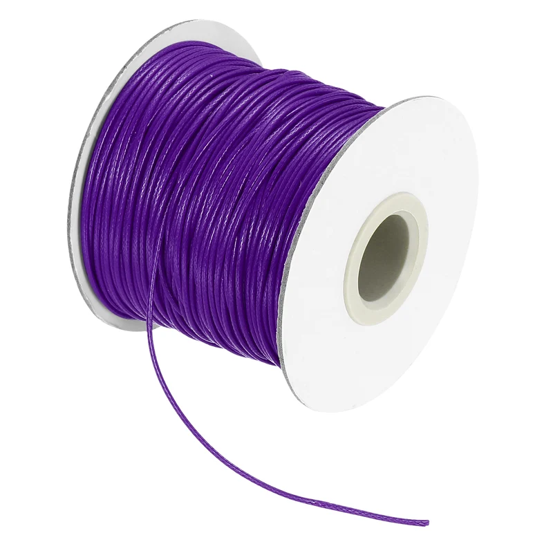 Waxed Cord 1mm Waxed Thread 87 Yard Wax String Leather Cord (Dark Purple)