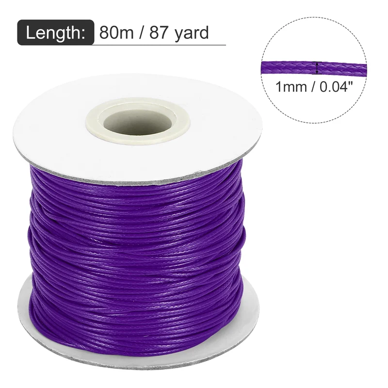 Waxed Cord 1mm Waxed Thread 87 Yard Wax String Leather Cord (Dark Purple)