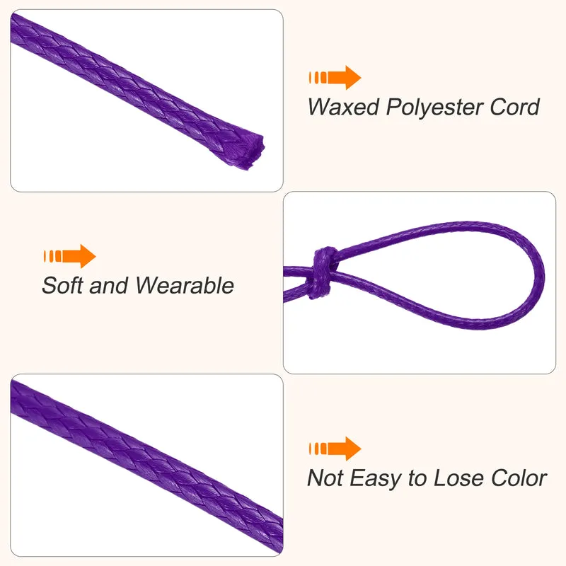 Waxed Cord 1mm Waxed Thread 87 Yard Wax String Leather Cord (Dark Purple)