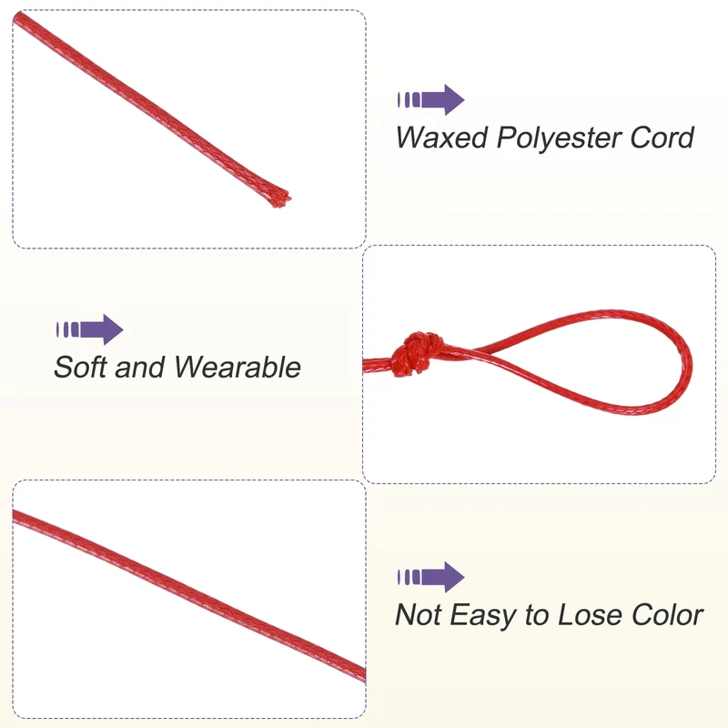 Red 1mm Waxed Cord 11 Yard Wax Bead Thread String for Jewelry Make