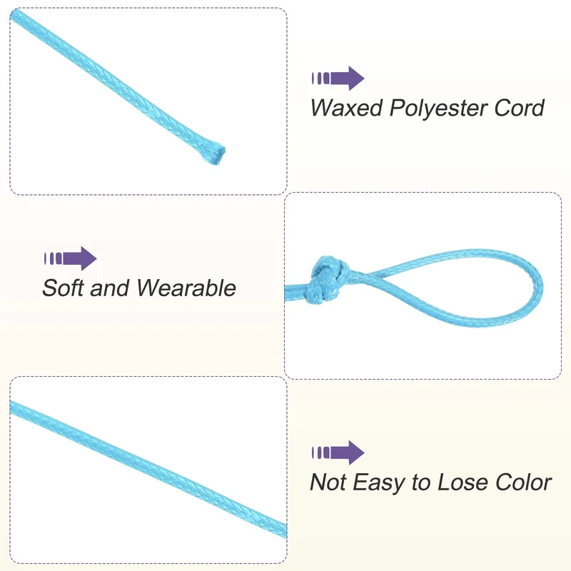 Light Blue 2mm Waxed Cord 11 Yard Wax Bead Thread String for Jewelry Make