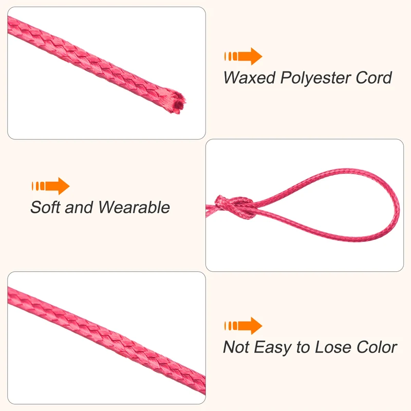 Rose Red 2mm Waxed Cord 11 Yard Wax Bead Thread String for Jewelry Make