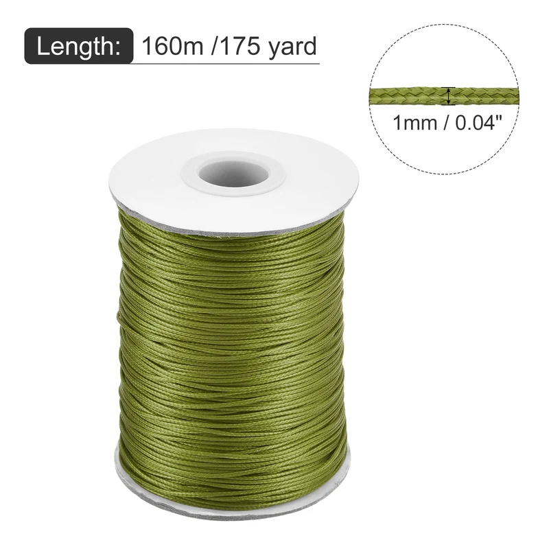 Army Green 1mm Waxed Cord 175 Yard Wax Bead Thread String for Jewelry Making
