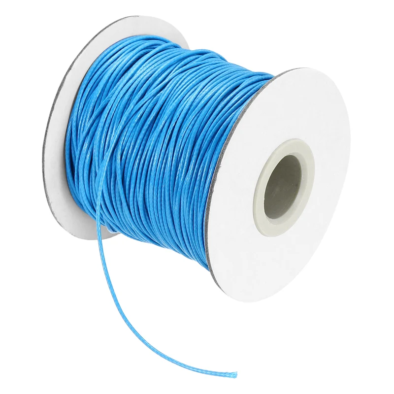 Waxed Cord 1mm Waxed Thread 87 Yard Wax String Leather Cord (Blue)