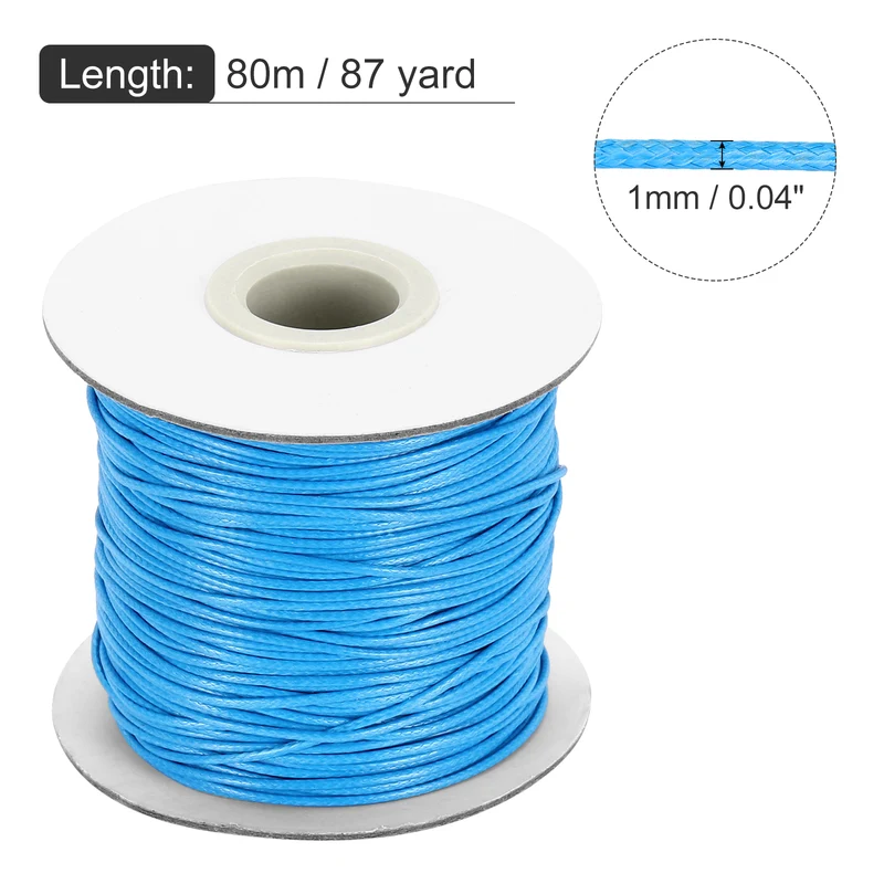 Waxed Cord 1mm Waxed Thread 87 Yard Wax String Leather Cord (Blue)