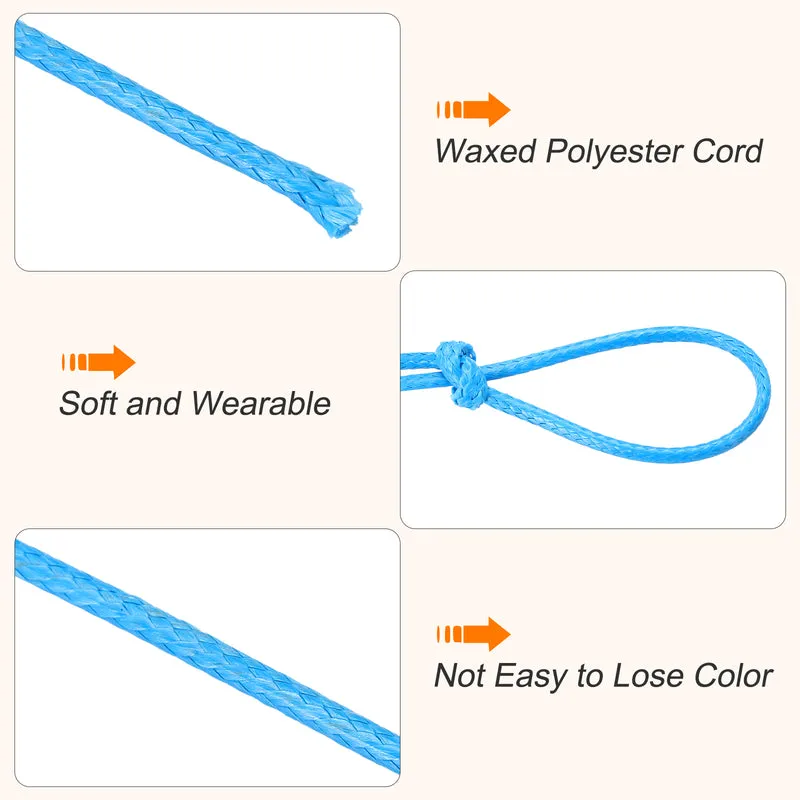 Waxed Cord 1mm Waxed Thread 87 Yard Wax String Leather Cord (Blue)