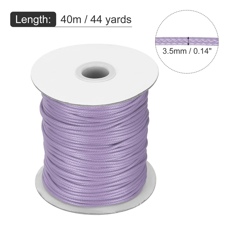 Waxed Cord 3.5mm Waxed Thread 44 Yard Wax String Leather Cord (Light Purple)