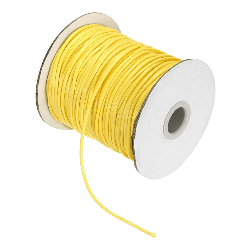 Waxed Cord 3.5mm Waxed Thread 44 Yard Wax String Leather Cord (Light Yellow)