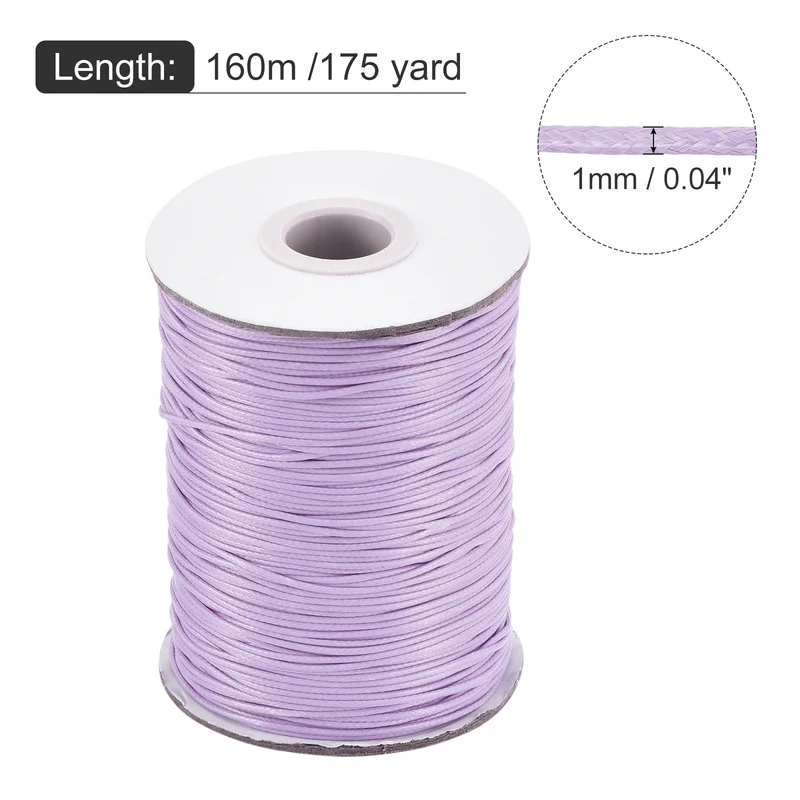Light Purple 1mm Waxed Cord 175 Yard Wax Bead Thread String for Jewelry Making