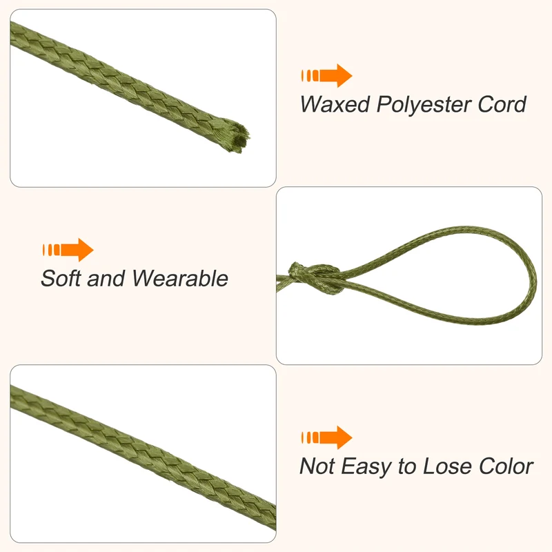 Olive Green 1.2mm Waxed Cord 175 Yard Wax Bead Thread String for Jewelry Make