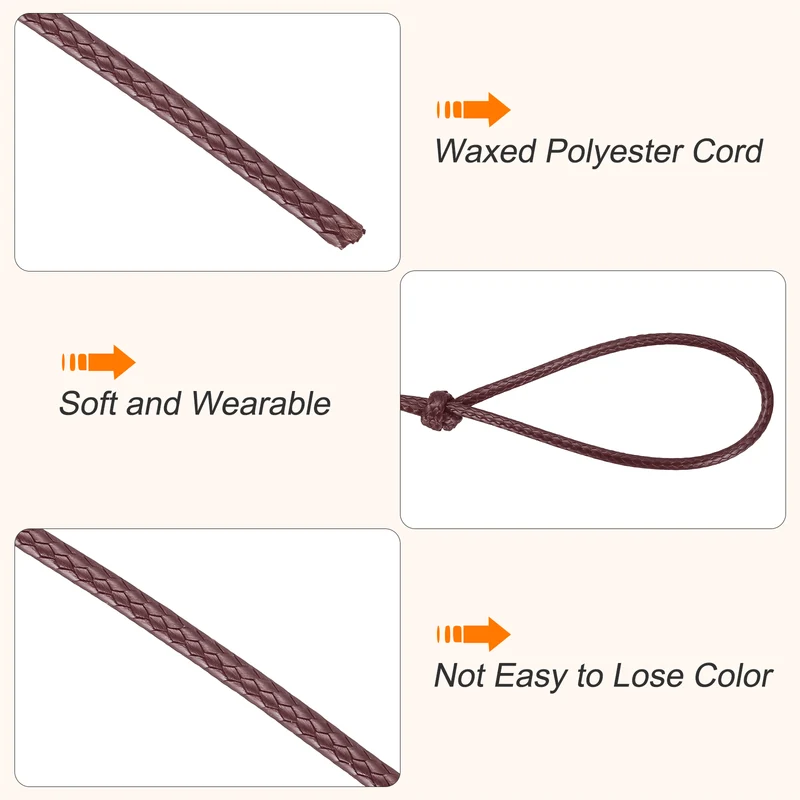 Waxed Cord 2mm Waxed Thread 87 Yard Wax String Leather Cord (Dark Red)