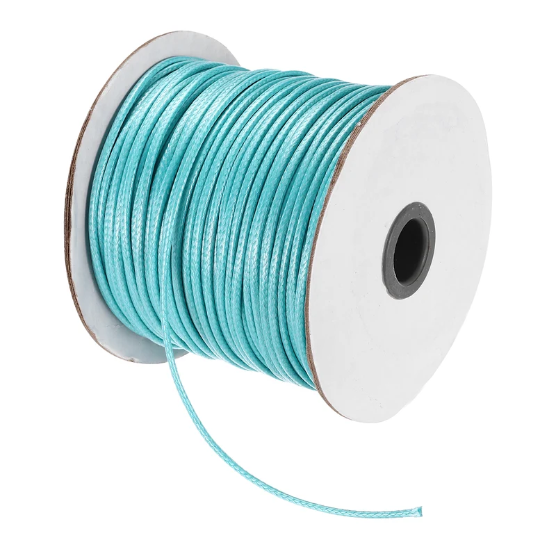 Lake Blue 2.5mm Waxed Cord 87 Yard Wax Bead Thread String for Jewelry Making