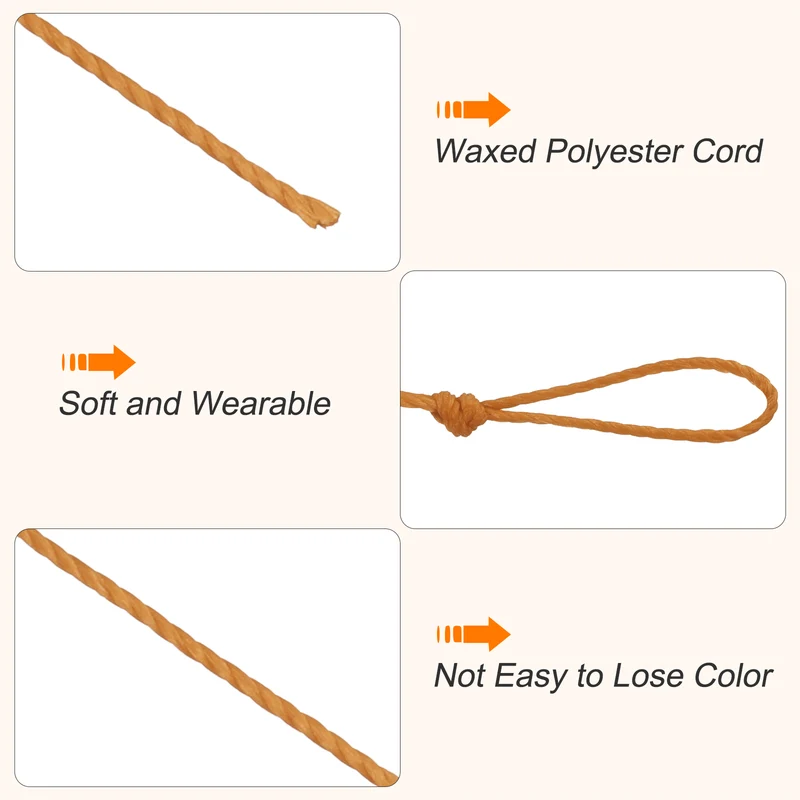 Waxed Cord 0.45mm Waxed Thread 87 Yard Wax String Leather Cord (Red Brown)