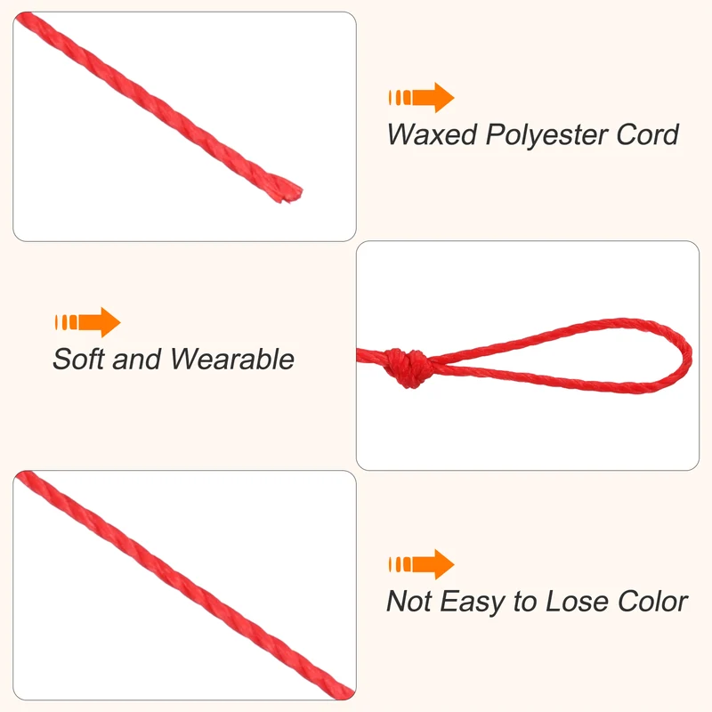 Waxed Cord 0.45mm Waxed Thread 87 Yard Wax String Leather Cord (Bright Red)