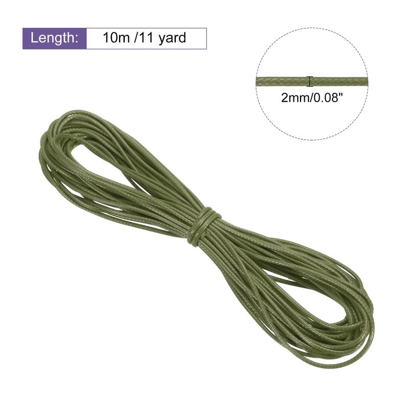 Dark Green 2mm Waxed Cord 11 Yard Wax Bead Thread String for Jewelry Make