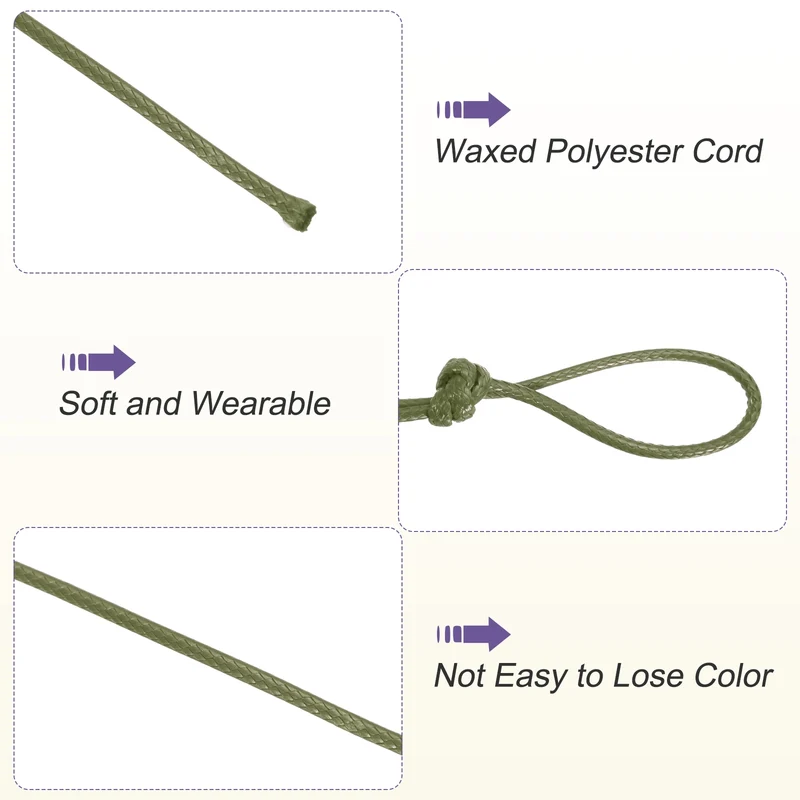 Dark Green 2mm Waxed Cord 11 Yard Wax Bead Thread String for Jewelry Make