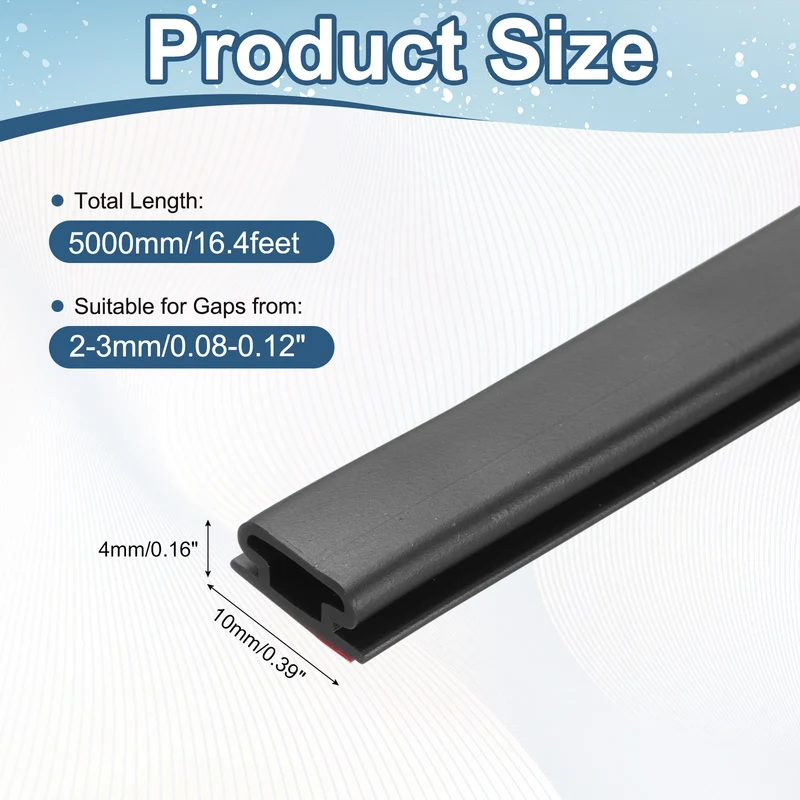 Weather Stripping Seal Strip - Door Seal Strip Fits 2-3mm Gap, Black