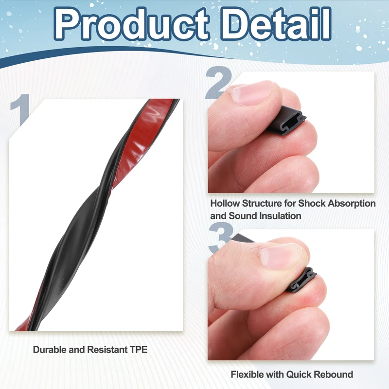 Weather Stripping Seal Strip - Door Seal Strip Fits 2-3mm Gap, Black