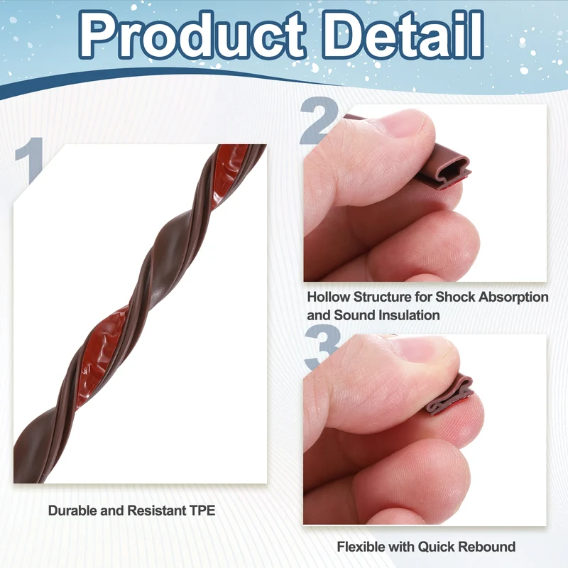 Weather Stripping Seal Strip - 2Pcs Door Seal Strip Fits 4-5.5mm Gap, Brown