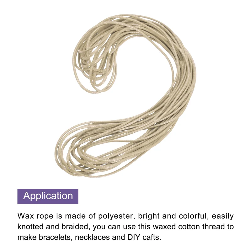 Light Tan 2mm Waxed Cord 11 Yard Wax Bead Thread String for Jewelry Make