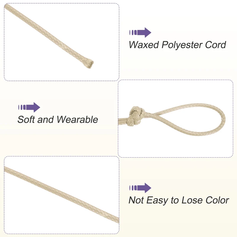 Light Tan 2mm Waxed Cord 11 Yard Wax Bead Thread String for Jewelry Make