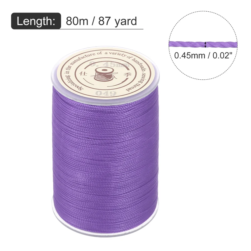 Waxed Cord 0.45mm Waxed Thread 87 Yard Wax String Leather Cord (Light Purple)