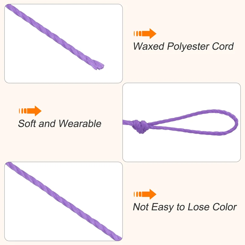 Waxed Cord 0.45mm Waxed Thread 87 Yard Wax String Leather Cord (Light Purple)